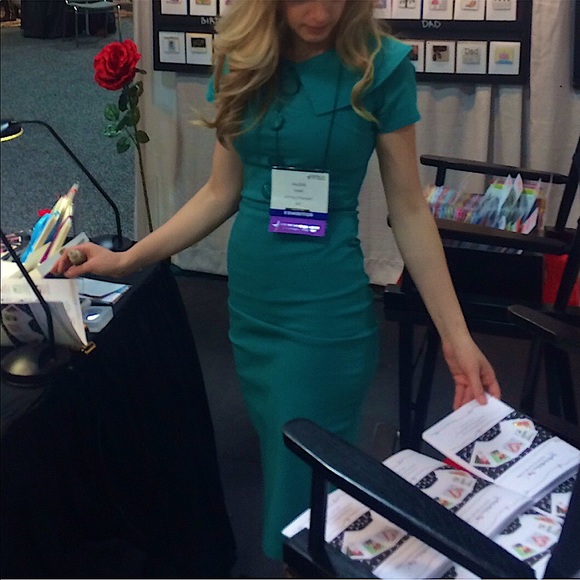 Bettie page teal green vintage style xs dress - Picture 3 of 4